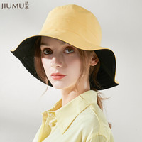 玖慕(JIUMU)遮阳帽渔夫帽女夏季户外海边沙滩帽防紫外线防晒帽太阳帽凉帽遮阳帽子女双面可戴 CD013柠檬黄