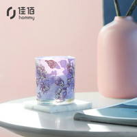 佳佰 紫色浪漫花朵香薰蜡烛烛台玻璃摆件