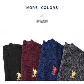 U.S.POLO ASSN. 羊毛衫男 2019秋季新品圆领套头纯色修身毛衣商务休闲简约长袖上衣男 6194115107 红色 54