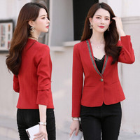丽乔 2020春季女装小西装女外套韩版时尚薄款修身上衣休闲 GZZYJHA013 红色 XL