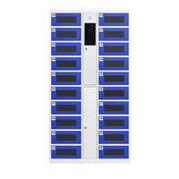 中伟平板电脑充电柜手机电脑存放寄存柜智能人脸识别多门柜蓝色20门定制款