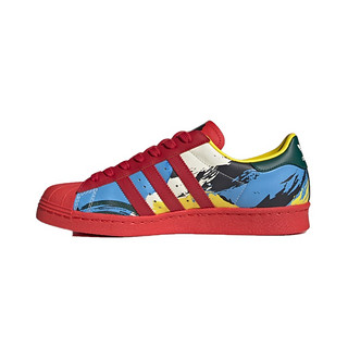 Adidas 三叶草 SUPERSTAR80s 中性运动板鞋 2020Feb-LEB45-HL-1 校园红/哥伦比亚蓝/浅柠檬黄/1号黑色 36