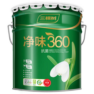 三棵树漆（SKSHU）内墙乳胶漆 白色面漆 健康+净味360抗菌墙面漆 哑光环保油漆涂料 15L