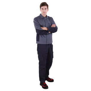 泰普仕（TELPS）防静电工作服套装 汽修/工厂/车间 春秋款长袖分体式 可水洗劳保服 灰蓝拼1套XL码