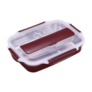 爱思得（Arsto）304不锈钢饭盒便当盒4分隔注水保温加热学生饭盒带筷勺