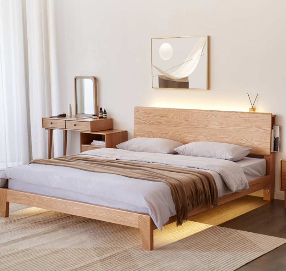 原始原素 f8012 北欧橡木全实木床  1.2米