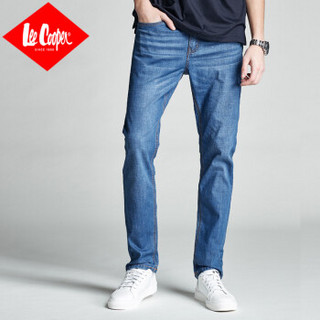 Lee Cooper 牛仔裤男直筒百搭休闲简约弹力中腰长裤男C1915 中蓝色 40码