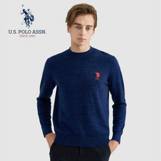 U.S.POLO ASSN. 羊毛衫男 2019秋季新品圆领套头纯色修身毛衣商务休闲简约长袖上衣男 6194115107 蓝色 46