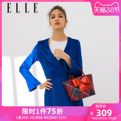 ELLE女包年新款单肩包斜挎包82032红色包包蝴蝶结手提托特包
