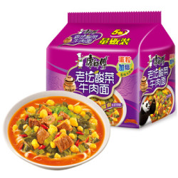 康师傅 方便面 经典系列老坛 酸菜牛肉面 泡面五连包