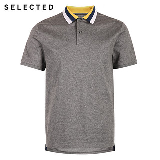 SELECTED思莱德男士纯棉撞色poloshirt修身短袖T恤S|419206546