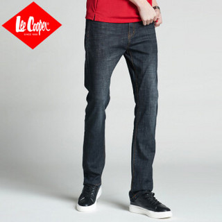 Lee Cooper 牛仔裤男直筒百搭休闲简约弹力中腰长裤男C1914 黑色 40码