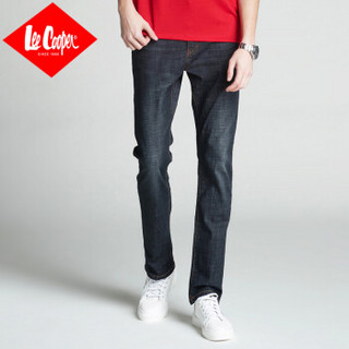 Lee Cooper 牛仔裤男直筒百搭休闲简约弹力中腰长裤男C1914 黑色 40码