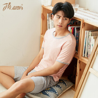 顶瓜瓜睡衣男纯棉夏季短袖可爱甜美情侣家居服男套装情侣睡衣可外穿ZY530022 橡皮红男 170