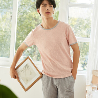 顶瓜瓜睡衣男纯棉夏季短袖可爱甜美情侣家居服男套装情侣睡衣可外穿ZY530022 橡皮红男 170