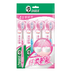 黑人(DARLIE)柔丝护龈牙刷4支 细毛软毛 护龈 成人牙刷 *5件