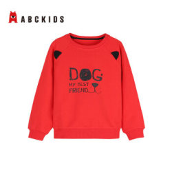 abckids童装 男童套头卫衣秋季新款童装儿童圆领长袖T恤休闲 口红A 100cm *6件