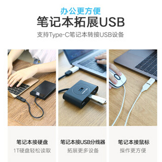 绿联OTG数据线转接头USB3.0Type-C手机u盘转换器支持小米8华为P20荣耀10三星努比亚 Type-C转USB3.0 白色2个装