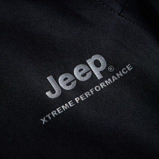 Jeep 男式徒步短裤 夏季户外登山透气薄款 五分弹力速干短裤 品牌黑 3XL