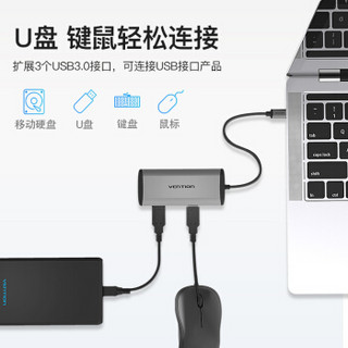 威迅 Type-C扩展坞 USB-C转HDMI转换器笔记本接投影仪网线接口USB3.0分线器千兆读卡带3.5音频拓展坞 THAHB