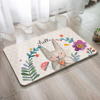 FOOJO 硅藻泥地垫 硅藻土浴室垫门垫吸水防滑垫脚垫 花环兔60*39cm(赠防滑垫 砂纸)