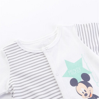 迪士尼（Disney）夏季婴儿衣服米奇印花前开短袖连体衣宝宝开裆哈衣爬服192L799 灰色 12个月/身高80cm