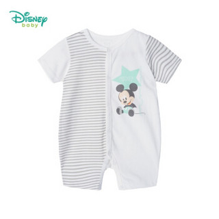 迪士尼（Disney）夏季婴儿衣服米奇印花前开短袖连体衣宝宝开裆哈衣爬服192L799 灰色 12个月/身高80cm