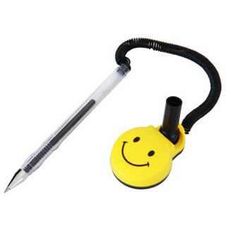 TANGO 天章 办公(TANGO)微笑台笔0.5mm黑色签字笔桌面粘贴柜台面吧台固定带线前台式中性笔水性笔办公文具用品