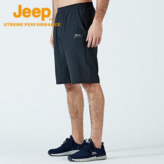 Jeep 男式徒步短裤 夏季户外登山透气薄款 五分弹力速干短裤 铸钢灰 M