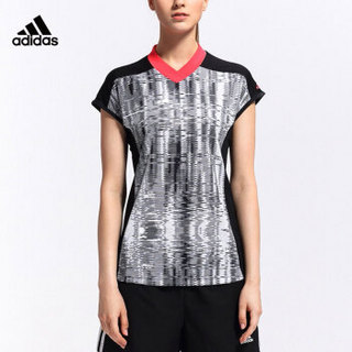 阿迪达斯 Adidas 短袖T恤女夏季运动休闲羽毛球服AC5003 黑色 XS