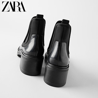 ZARA【打折】女鞋 黑色沟纹鞋底科技面料切尔西短靴15147081040 42 黑色