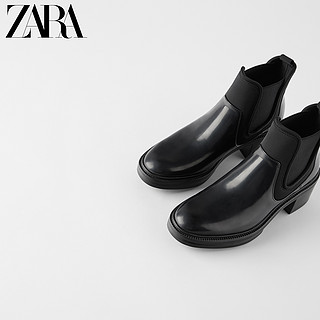 ZARA【打折】女鞋 黑色沟纹鞋底科技面料切尔西短靴15147081040 42 黑色