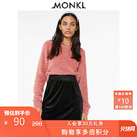 MONKI秋冬加厚POLO领女士粉红色毛衣外穿针织衫女0790532