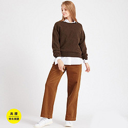 UNIQLO 优衣库 420343 女装高腰灯芯绒宽腿直筒裤