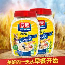 西麦燕麦片1kg*2桶装早餐即食免煮代餐健身无蔗糖冲饮旗舰店麦片