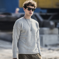 AK男装 （AKSERIES）复古螺纹落肩圆领套头毛衣1703033 米花灰 L