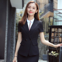 俞兆林 2019新款时尚修身职业装女夏季修身套裙工作服YWXF1833010黑色短裙1L