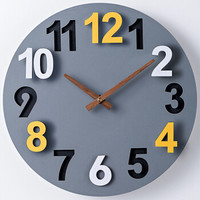 Timess TIMESS挂钟客厅北欧简约时钟现代家用钟表静音大气石英钟时尚创意 北欧灰12英寸 P22-3