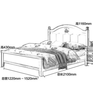 摩高空间实木儿童公主床美式1.2米小学生单层床青少年单床-01