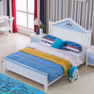 摩高空间儿童床男孩单人床美式实木青少年1.2米单层床女孩公主单床+床头柜1个+床垫-02