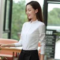 俞兆林 2019新款女装韩版木耳边立领上衣气质百搭长袖衬衫 YWCS187228 白色 XL