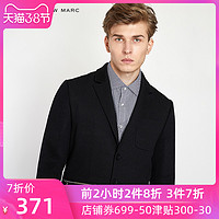 ANDREWMARC19年冬季新款男士修身休闲西装纯色拉链装饰内搭外穿 L 黑色