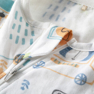 威尔贝鲁（WELLBER）婴儿三层纱布斜门襟防踢被宝宝儿童短袖大空间睡袋卡通夏季动物巡游90cm