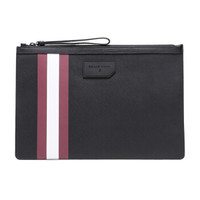 BALLY 巴利 男士黑色红白条纹PVC手拿包 BOLLIS LARGE.OF 36 6224351