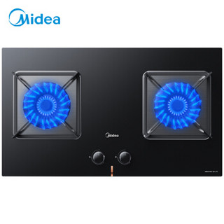 美的（Midea）新品智享 燃气灶 家用 煤气灶 4.5KW大火力 黑晶宽面板 台嵌两用 双灶 QE1-Y（液化气）