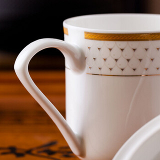 丹雅 茶杯 陶瓷中号盖杯8只装300ml 带盖开会杯子 商务会议办公杯套装