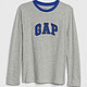  Gap男孩|棉质舒适圆领徽标LOGOT恤　