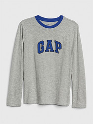 Gap男孩|棉质舒适圆领徽标LOGOT恤