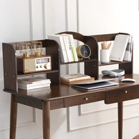 家逸桌面书架简易实木桌上置物架层架储物架收纳架1.2米胡桃色