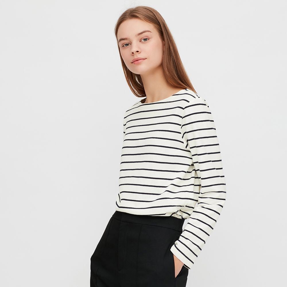 uniqlo优衣库422710女装条纹船领t恤